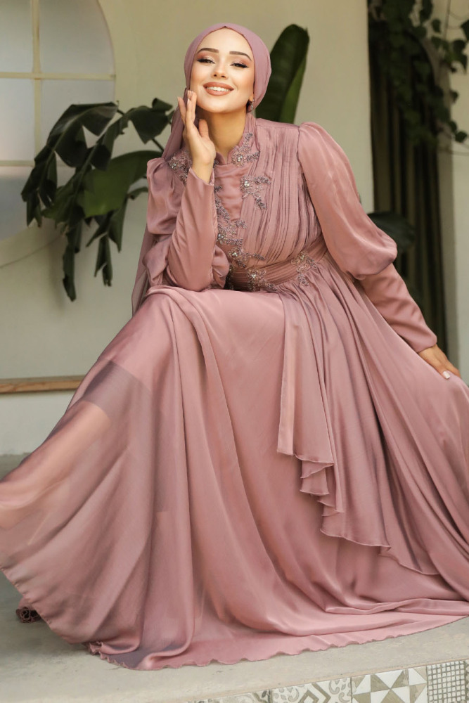 Neva Style - Modern Terra Cotta Islamic Bridesmaid Dress 21930KRMT - 3