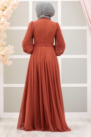 Neva Style - Elegant Terra Cotta Muslim Fashion Wedding Dress 22040KRMT - Thumbnail