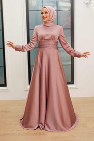 Neva Style - Stylish Terra Cotta Modest Wedding Dress 2511KRMT - Thumbnail
