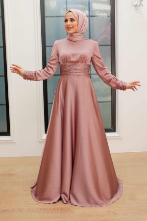 Neva Style - Stylish Terra Cotta Modest Wedding Dress 2511KRMT - Thumbnail