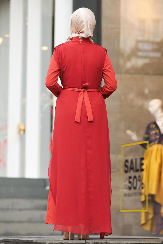Terra Cotta Hijab Evening Jumpsuit 51182KRMT - 6