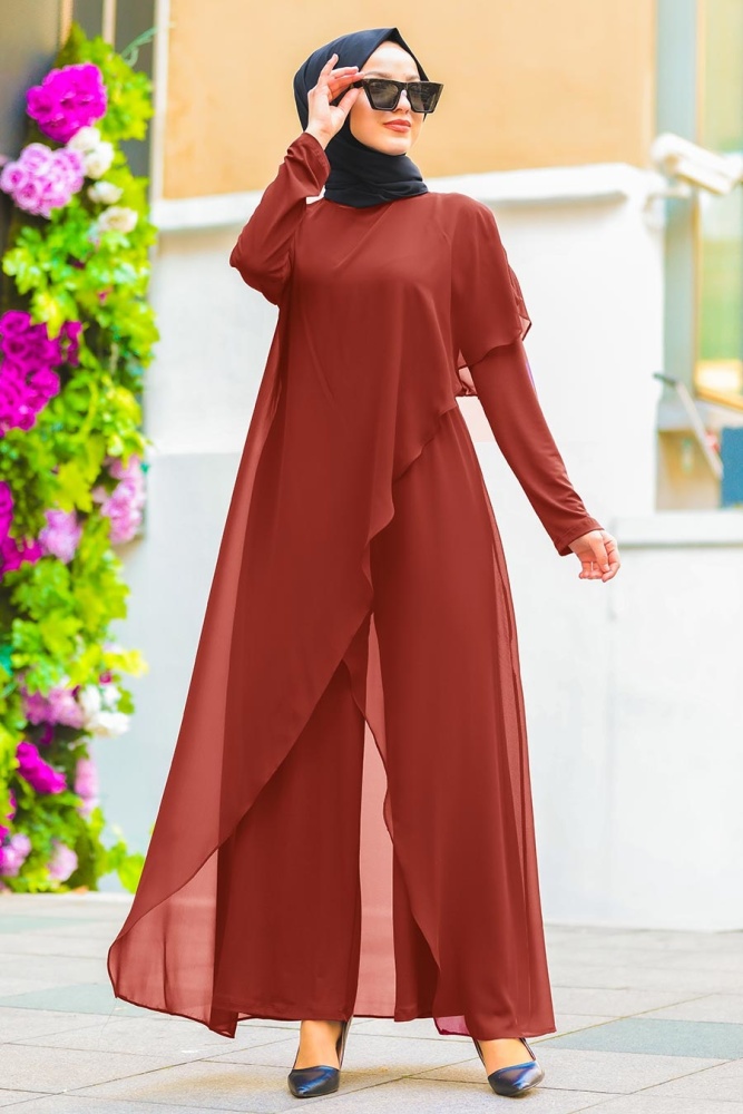 Terra Cotta Hijab Jumpsuit 51291KRMT - 1