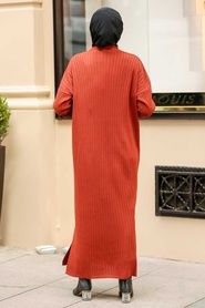 Terra Cotta Hijab Knitwear Cardigan 33690KRMT - Thumbnail
