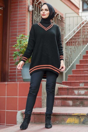 Terra Cotta Hijab Knitwear Jumper 7854KRMT - 1