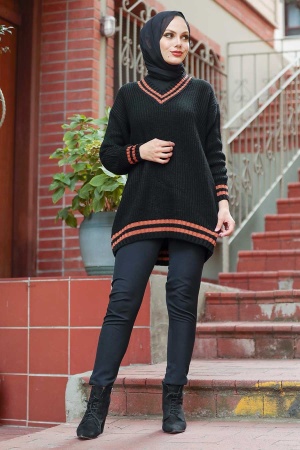 Terra Cotta Hijab Knitwear Jumper 7854KRMT - 2