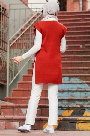 Terra Cotta Hijab Knitwear Sweater 46500KRMT - 2