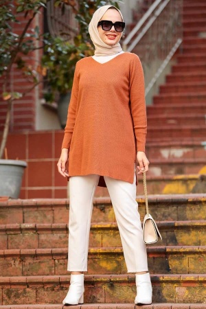 Terra Cotta Hijab Knitwear Tunic 18120KRMT - 2