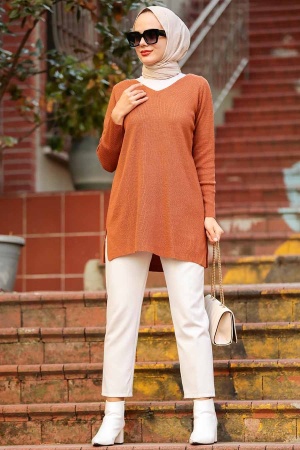 Terra Cotta Hijab Knitwear Tunic 18120KRMT - 3