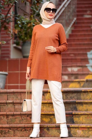 Terra Cotta Hijab Knitwear Tunic 18120KRMT - 4