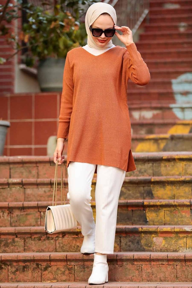 Terra Cotta Hijab Knitwear Tunic 18120KRMT - 1