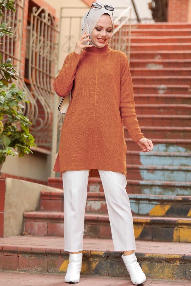 Terra Cotta Hijab Knitwear Tunic 18441KRMT - 1