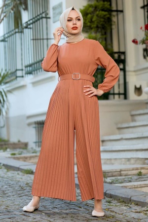 Terra Cotta Hijab Overalls 10347KRMT - 3