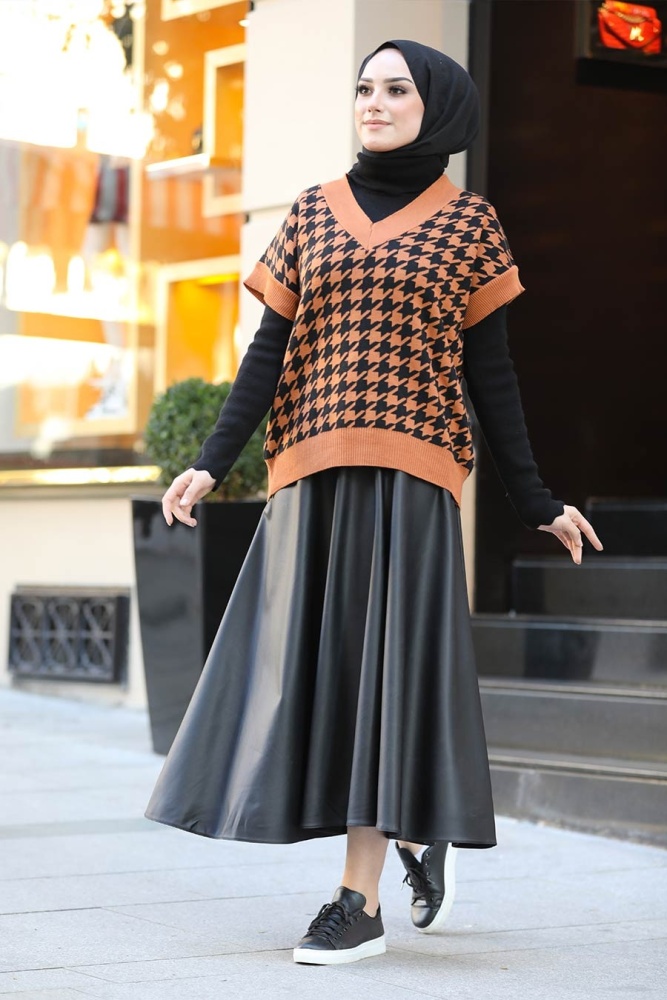 Terra Cotta Hijab Sweater 6518KRMT - 1