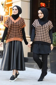 Terra Cotta Hijab Sweater 6518KRMT - Thumbnail