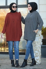 Terra Cotta Hijab Sweatshirt 3256KRMT - Thumbnail