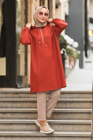 Terra Cotta Hijab Sweatshirt & Tunic 492KRMT - Thumbnail