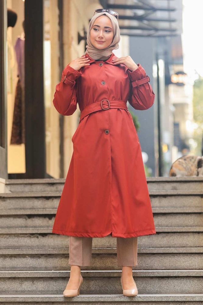 Terra Cotta Hijab Trenchcoat 5169KRMT - 1