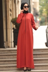 Terra Cotta Hijab Turkish Abaya 5748KRMT - Thumbnail
