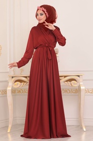 Neva Style - Stylish Terra Cotta Muslim Prom Dress 1418KRMT - Thumbnail