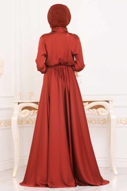 Neva Style - Stylish Terra Cotta Muslim Prom Dress 1418KRMT - Thumbnail