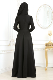 Tesettür Abiye Elbise - Black Hijab Evening Dress 2694S - Thumbnail