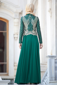 Tesettür Abiye Elbise - Green Hijab Dress 2185-01Y - Thumbnail
