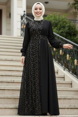 Robe de soirée longue et couvrante à sequins – Doré 5408GOLD 