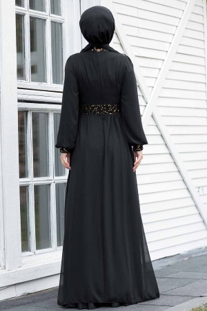 Tesettür Abiye Elbise - Robe de soirée islamique en or 5408GOLD - 2