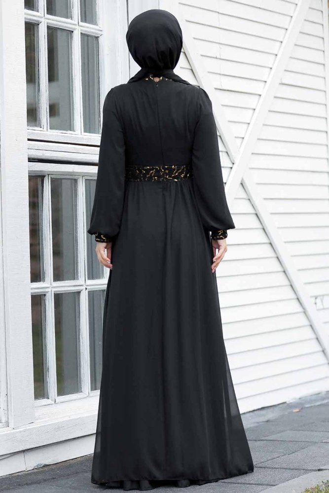 Tesettür Abiye Elbise - Robe de soirée islamique en or 5408GOLD - 2