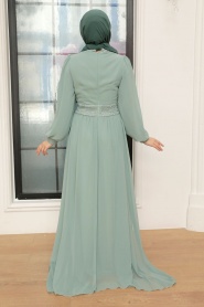Tesettür Abiye Elbise - Robe de Soirée Islamique Menthe 5408MINT - Thumbnail