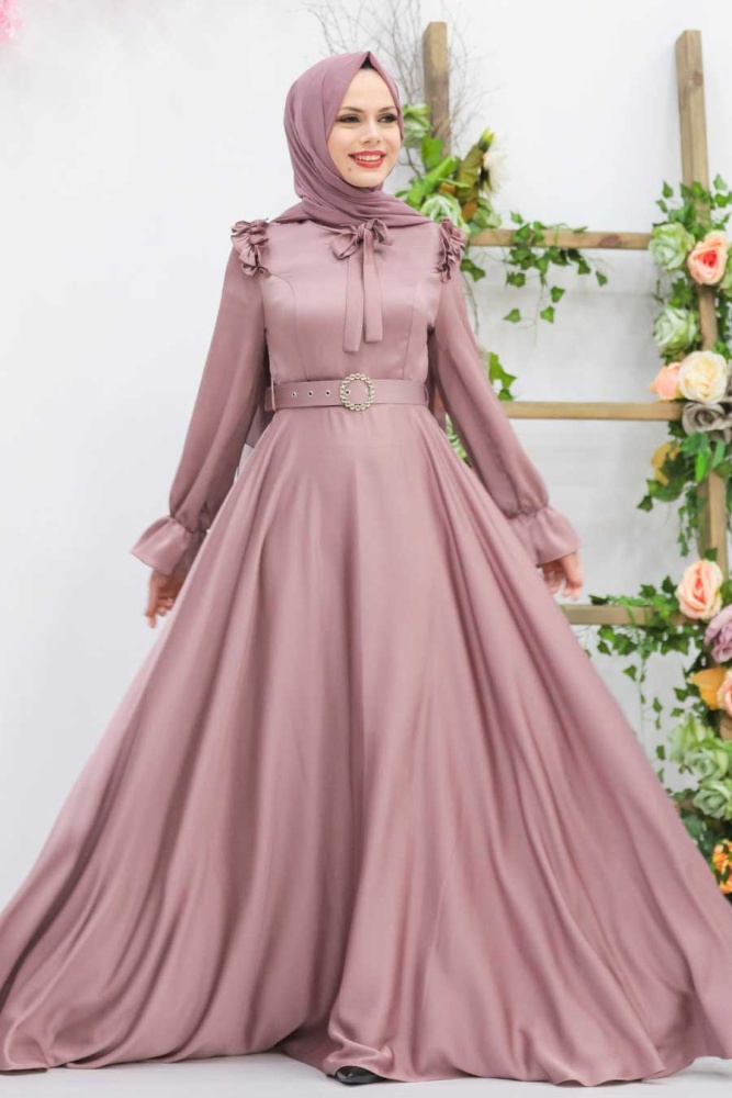 Tesettür Abiye Elbise - Robe de soirée Powder Hijab 27240PD - 1
