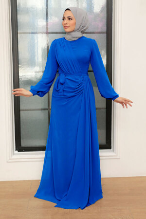 Tesettür Abiye Elbise - Sax Bleu Vêtements Islamiques Robe de Soirée 5711SX - 1