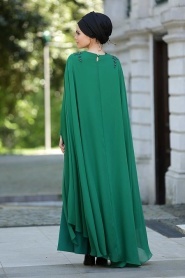 Yeşil Tesettür Abiye Elbise 2138Y - Thumbnail