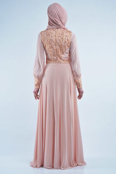 Somon Tesettürlü Abiye Elbise 3896SMN - 3
