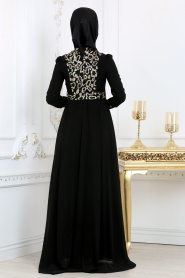 Tesettürlü Abiye Elbise - Black Hijab Dress 7592S - Thumbnail