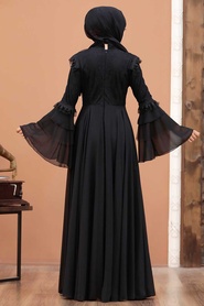 Tesettürlü Abiye Elbise - Black Hijab Evening Dress 2248S - Thumbnail