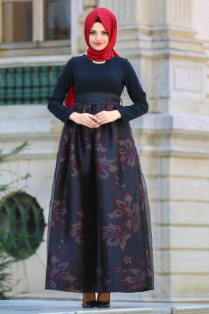 Tesettürlü Abiye Elbise - Claret Red Hijab Dress 21090BR - 1