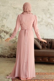 Tesettürlü Abiye Elbise - Robe de soirée en poudre islamique 5736PD - Thumbnail