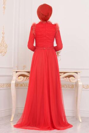 Tesettürlü Abiye Elbise - Robe de Soirée Hijab - 39890T - 3