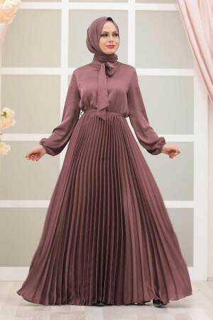 Tesettürlü Abiye Elbise - Robe de soirée Hijab Dusty Rose 3031GK - 1