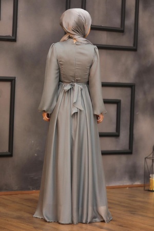 Tesettürlü Abiye Elbise - Robe de Soirée Hijab Menthe 5215MINT - 2