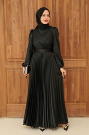 Tesettürlü Abiye Elbise - Robe de Soirée Hijab Noire 3452S - 2