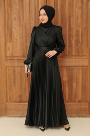 Tesettürlü Abiye Elbise - Robe de Soirée Hijab Noire 3452S - 3