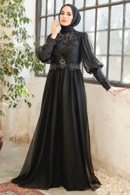 Tesettürlü Abiye Elbise - Robe de Soirée Hijab Vert 25822Y - Thumbnail