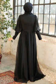 Tesettürlü Abiye Elbise - Robe de Soirée Hijab Vert 25822Y - Thumbnail