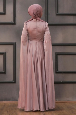 Tesettürlü Abiye Elbise - Robe de Soirée Hijab Vison 22162V - 6