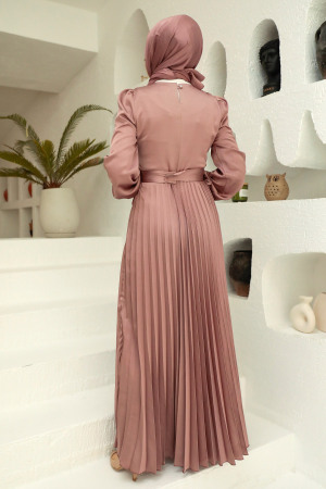 Tesettürlü Abiye Elbise - Robe de Soirée Hijab Vison 3452V - 3