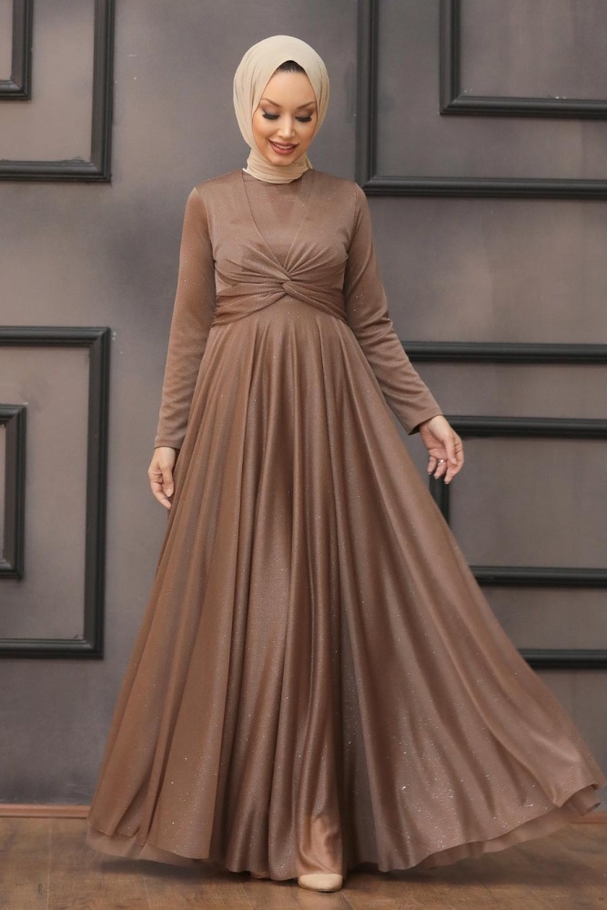 Tesettürlü Abiye Elbise - Robe de Soirée Hijab Vison 5397V - 3