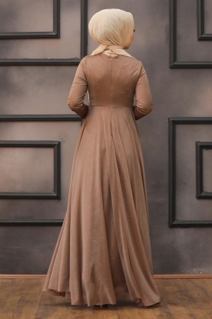 Tesettürlü Abiye Elbise - Robe de Soirée Hijab Vison 5397V - 4