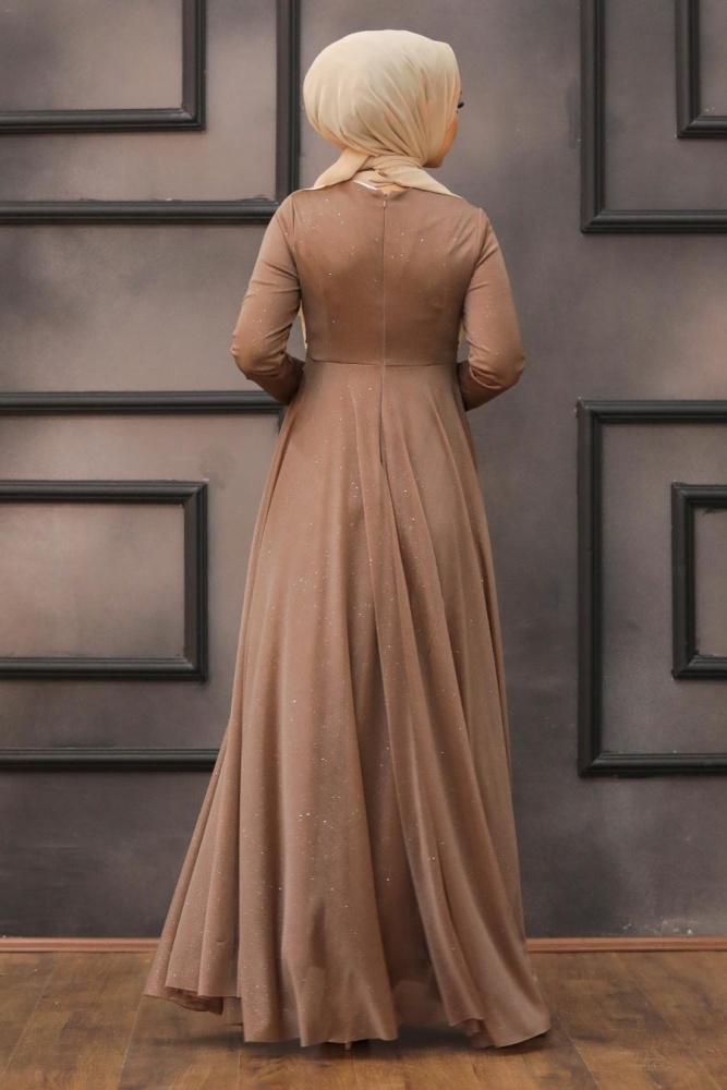 Tesettürlü Abiye Elbise - Robe de Soirée Hijab Vison 5397V - 4
